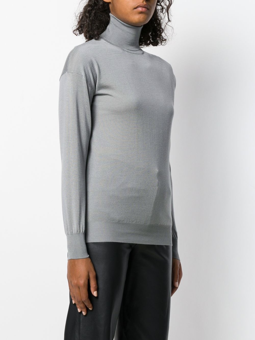 roll neck fine knit jumper - 3