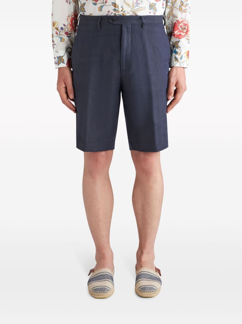 pressed-crease linen bermuda shorts - 3