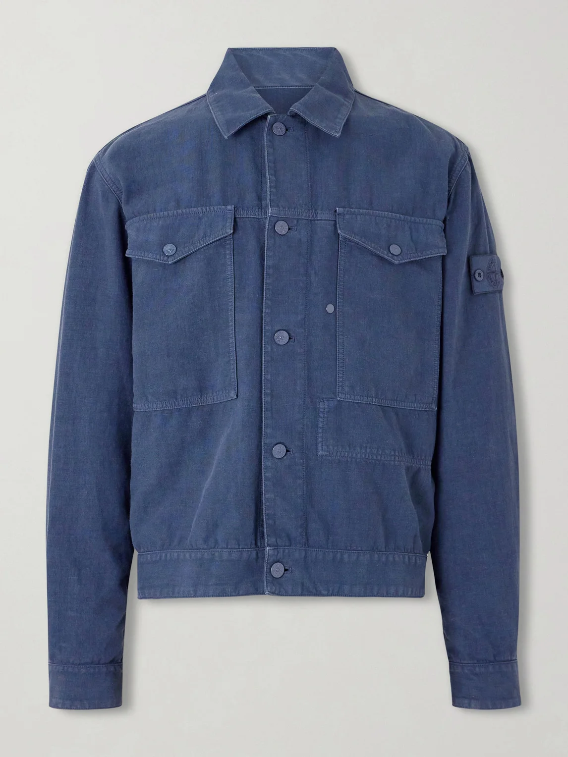 STONE ISLAND GHOST Linen-Blend Trucker Jacket - 1