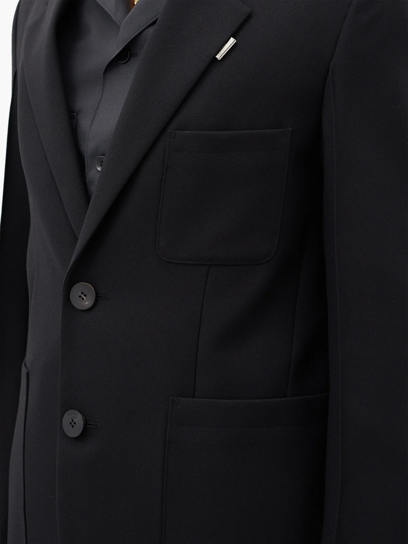 Single-breasted wool-twill jacket - 3