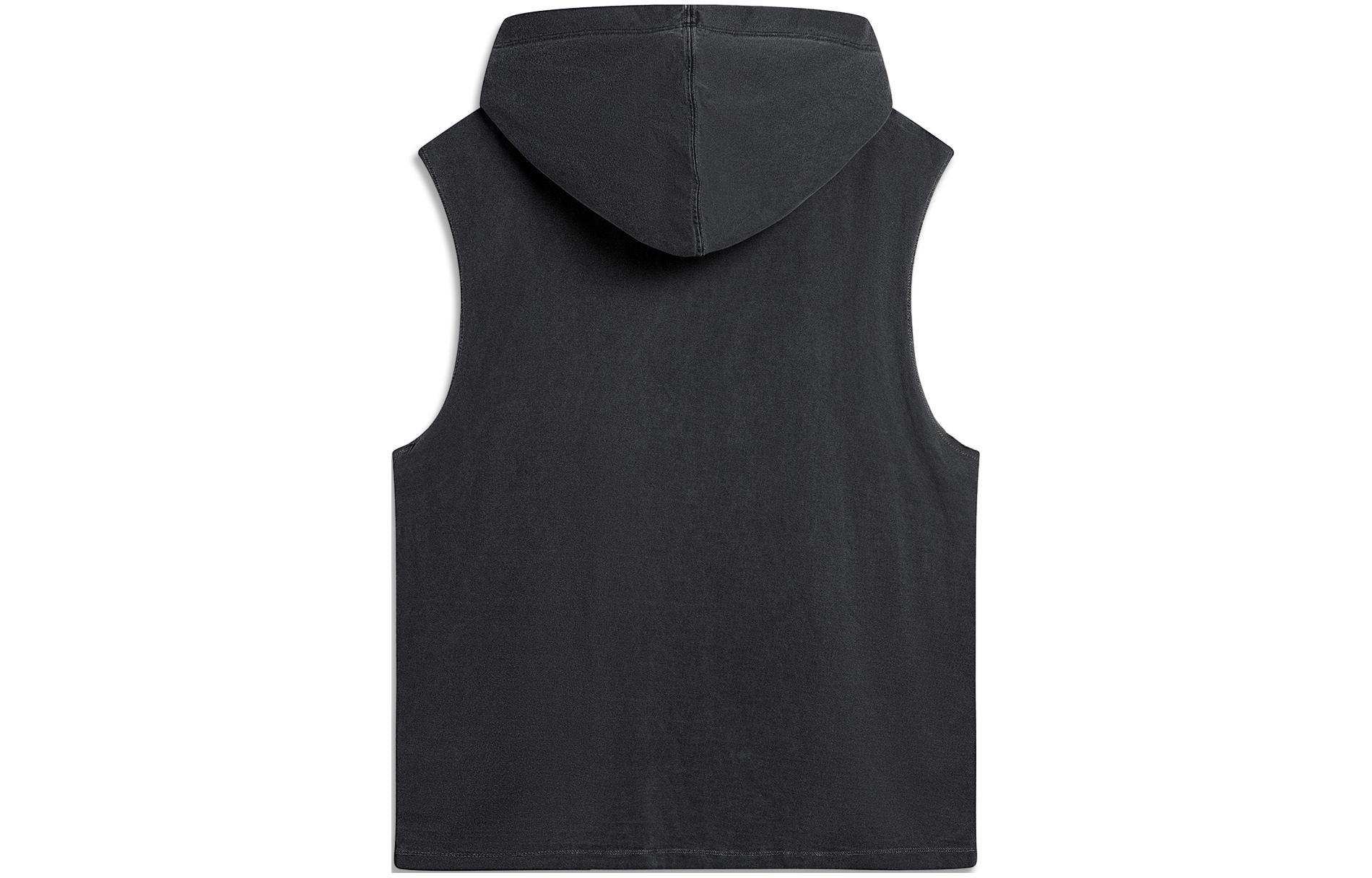 Li-Ning BadFive Graphic Sleeveless Hoodie 'Washed Black' AVSU437-1 - 2