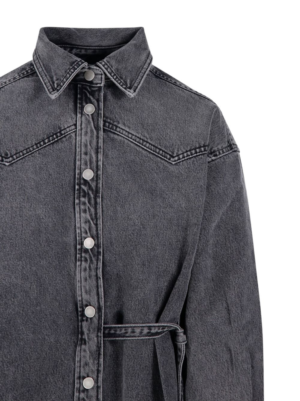 button-fastening tie-waist shirt - 4