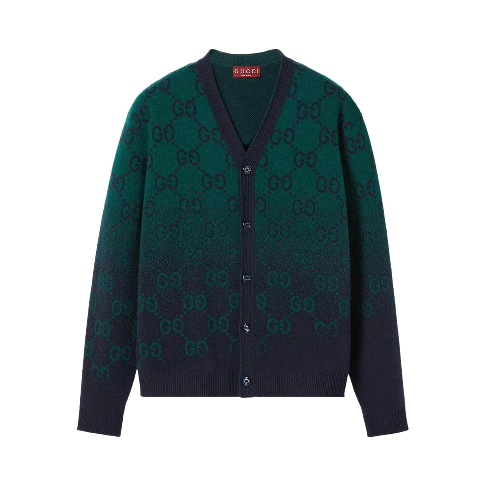 Gucci Degrade Jacquard Cardigan 'Green/Navy' - 1