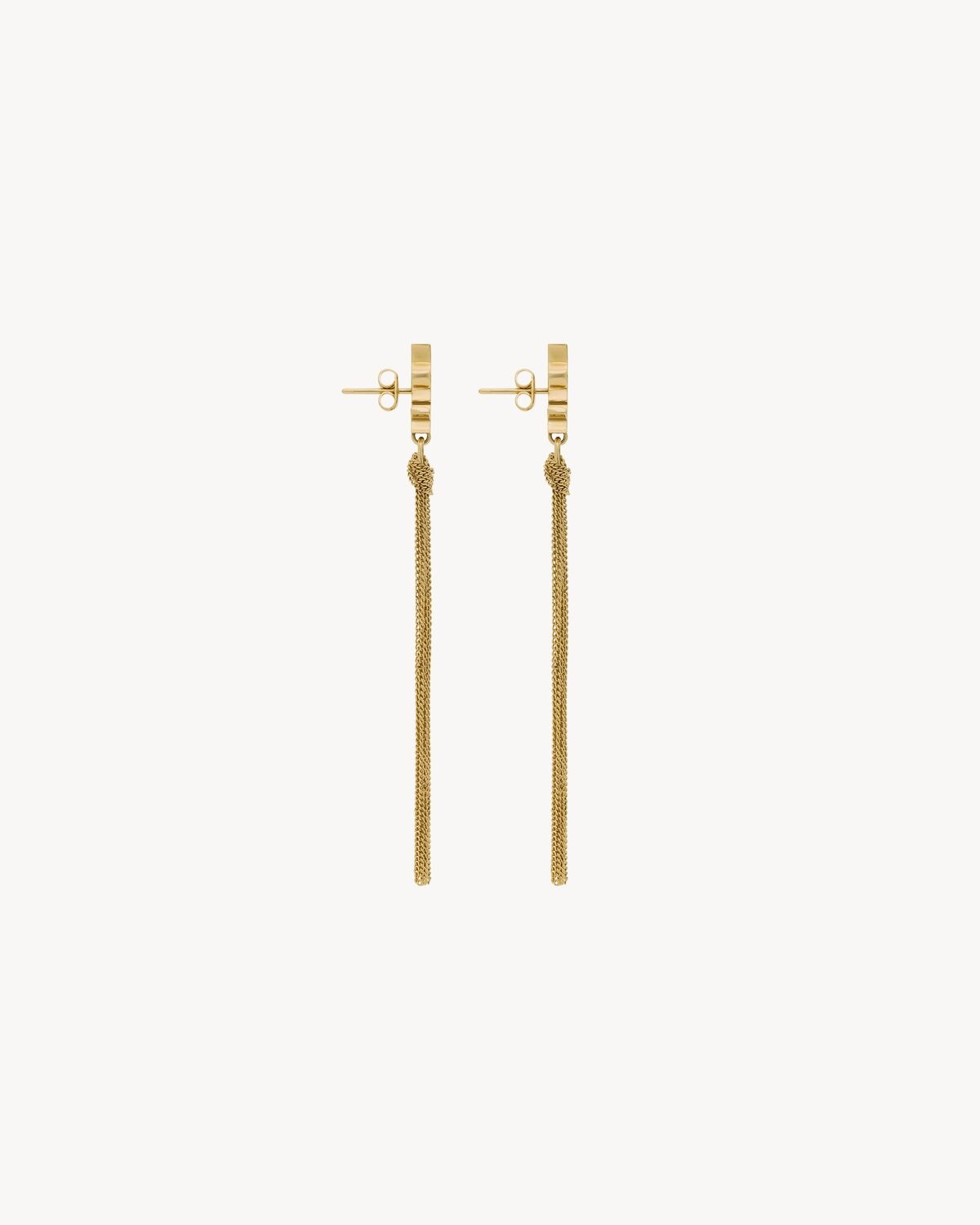 SAINT LAURENT CASSANDRE TASSEL EARRINGS IN METAL | REVERSIBLE