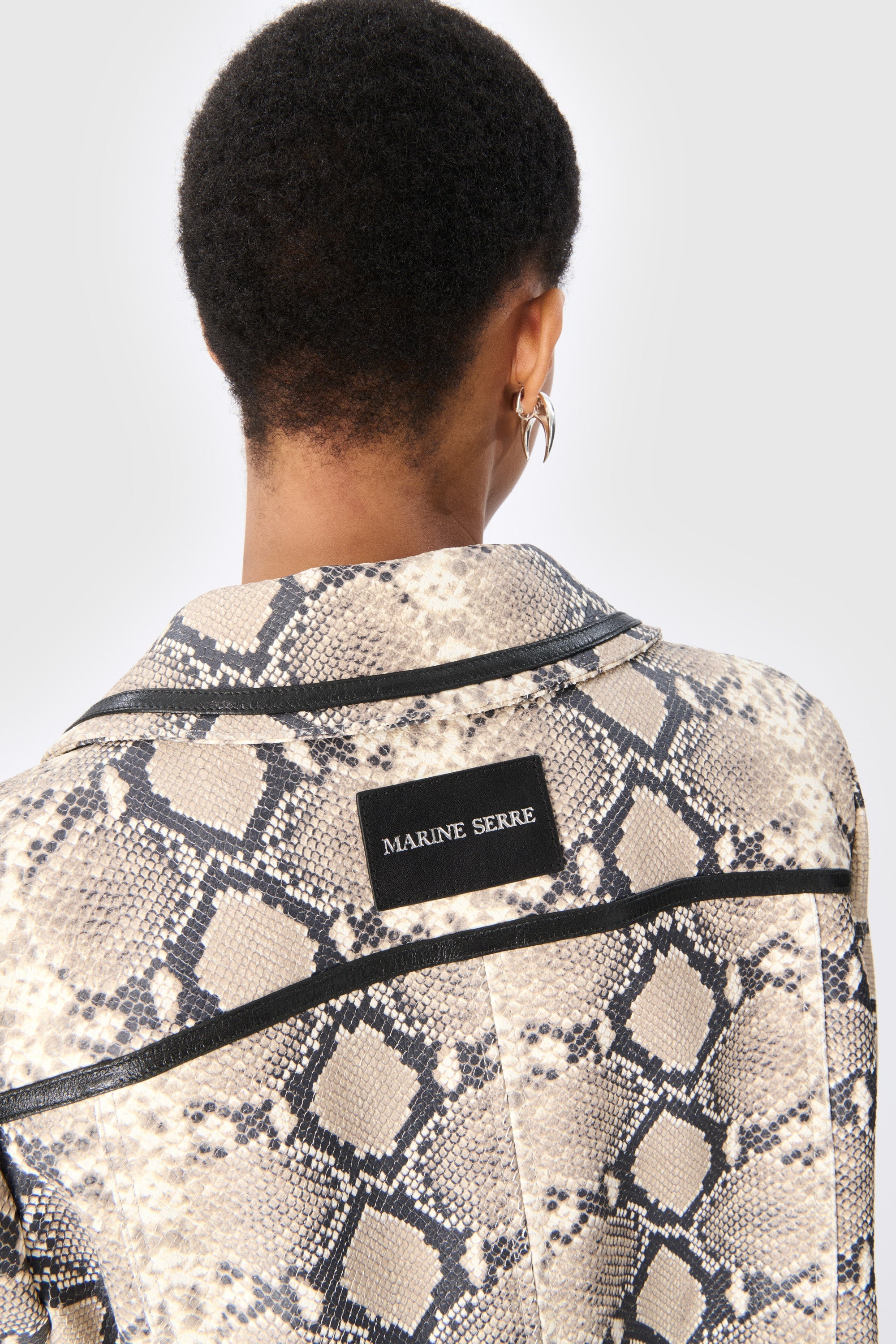 Python Printed Leather Boxy Jacket - 4