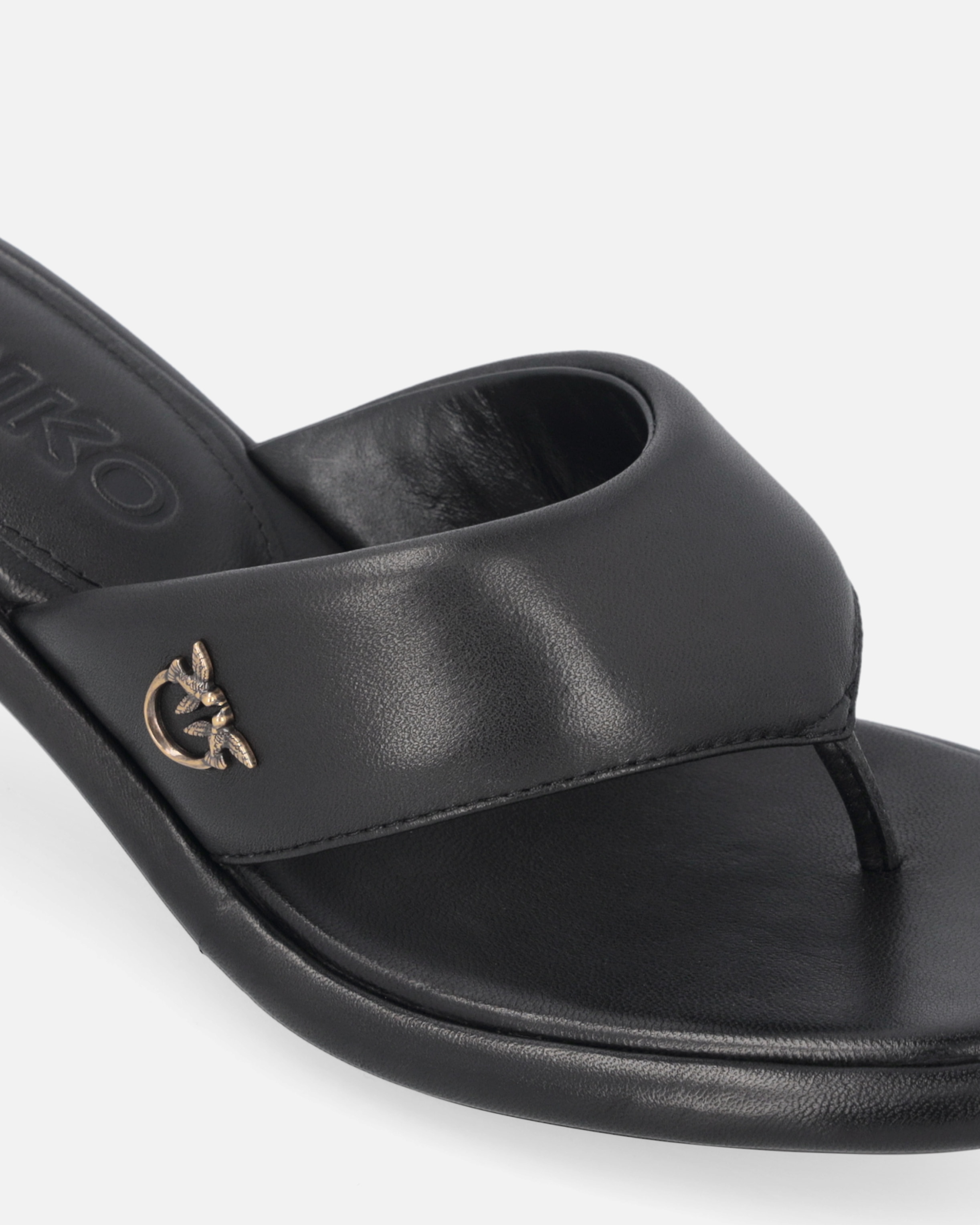 NAPPA LEATHER THONG SANDALS WITH HEEL - 4
