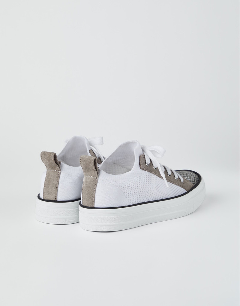 Brunello Cucinelli Knit and suede sneakers with precious toe outlook