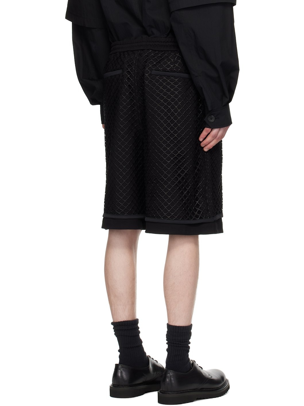 Juun. J Black Net Layered Shorts - 3