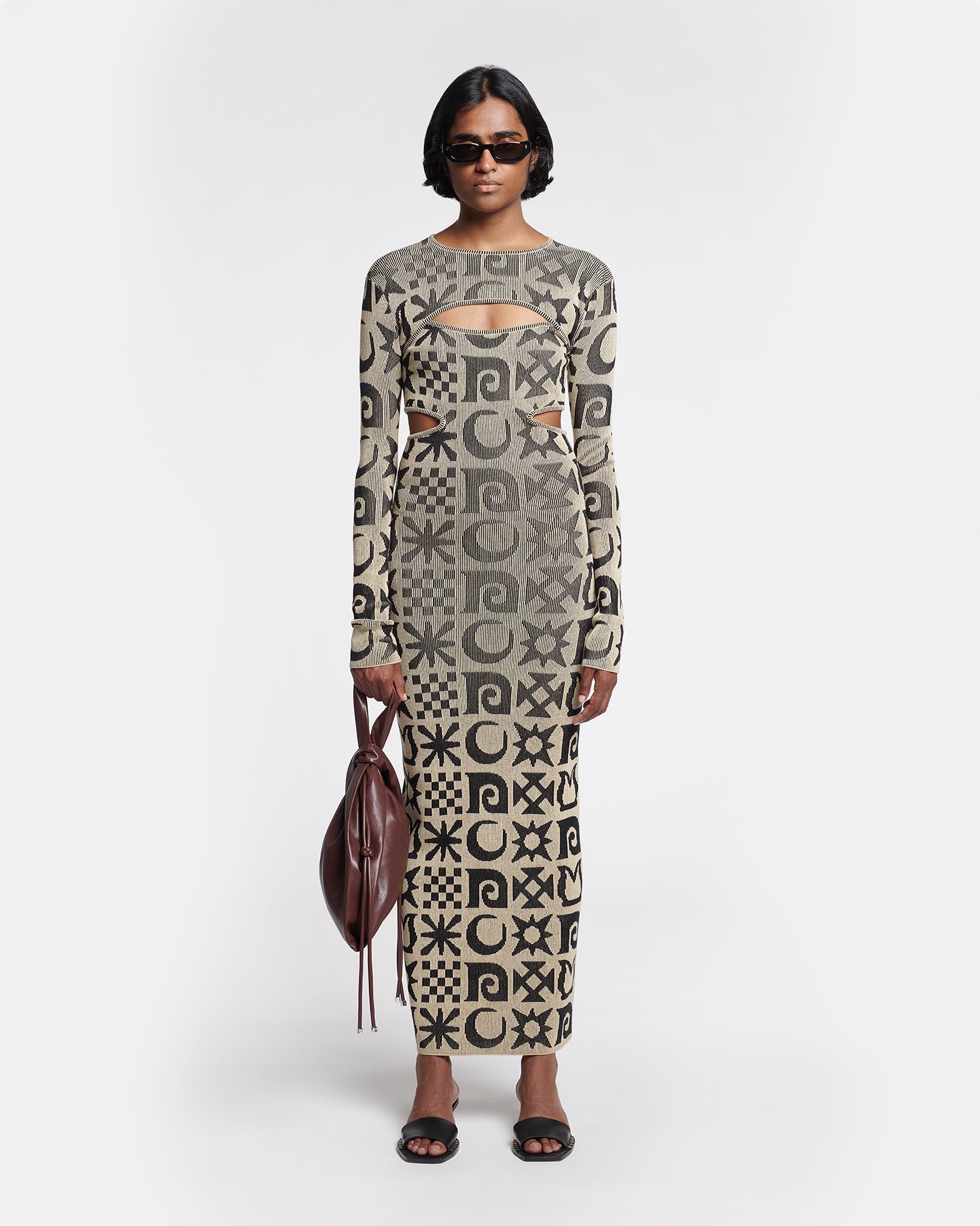 Cut-Out Rib-Jacquard Midi Dress - 2