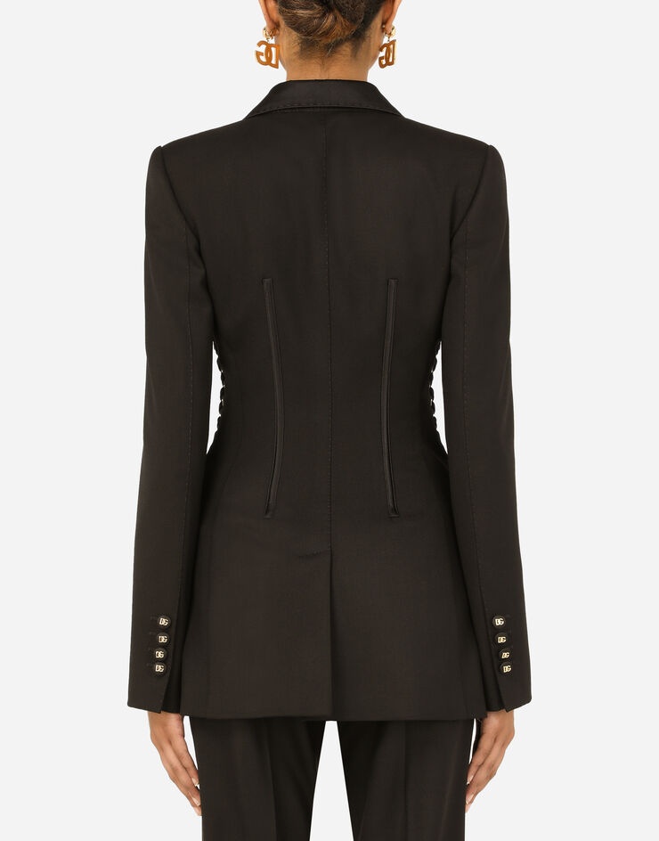 Single-breasted tuxedo gabardine jacket with lacing - 2