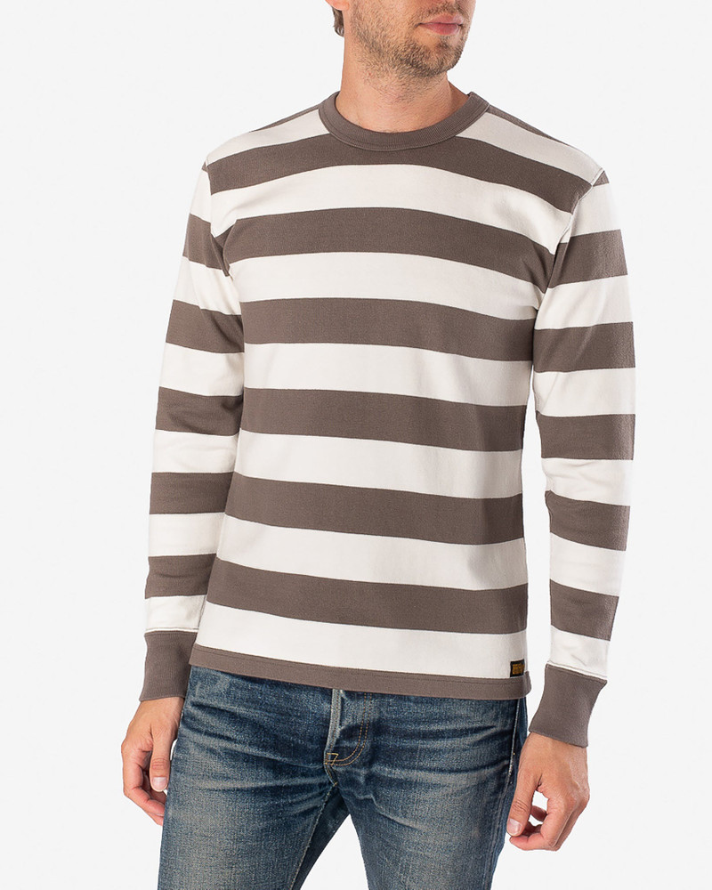 Iron Heart IHTB-01-GRY-WHT 11oz Cotton Knit Long-Sleeved Sweater - Grey/White outlook