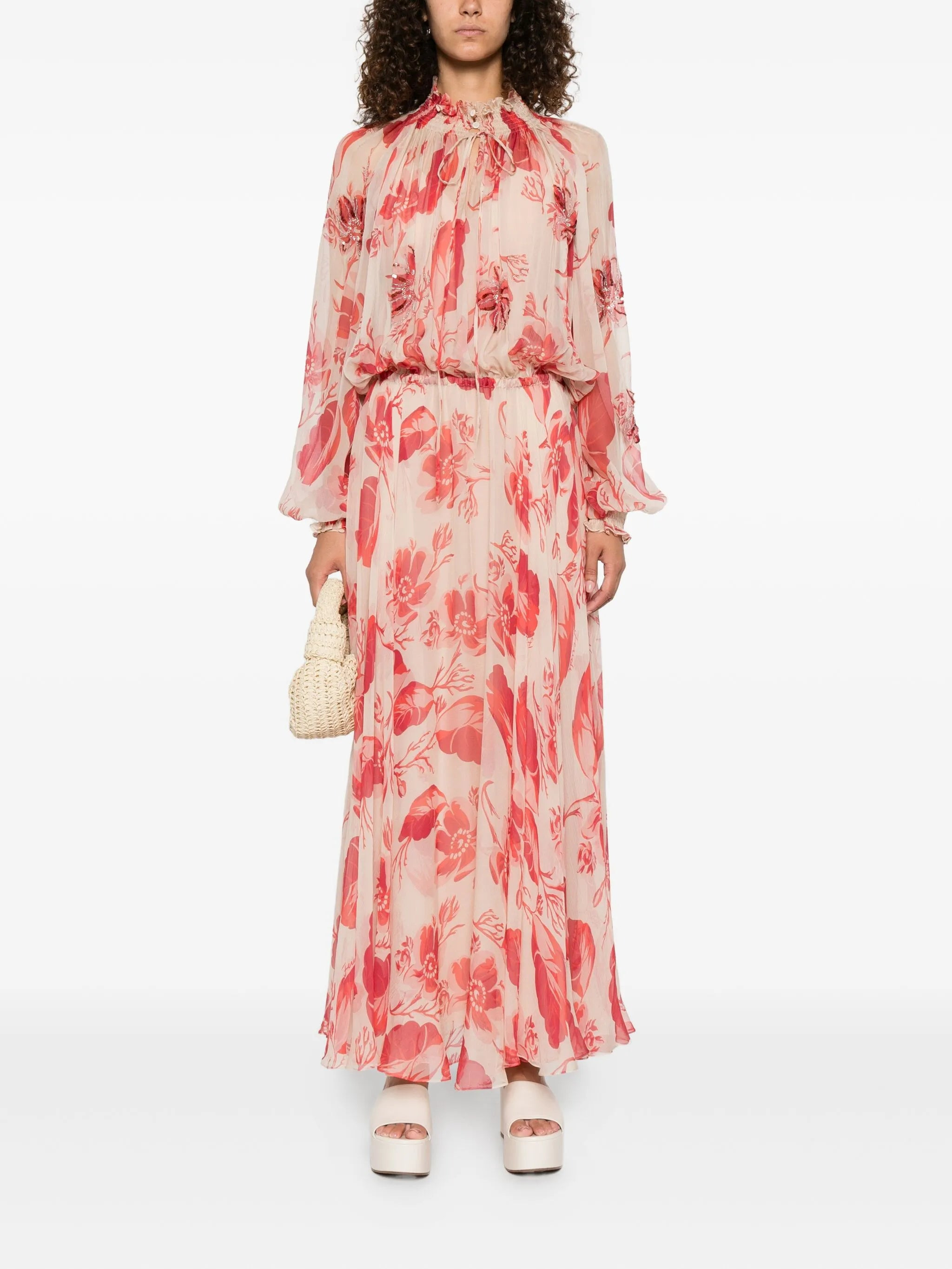 Fendi Floral-print Pleated Maxi Dress - 2