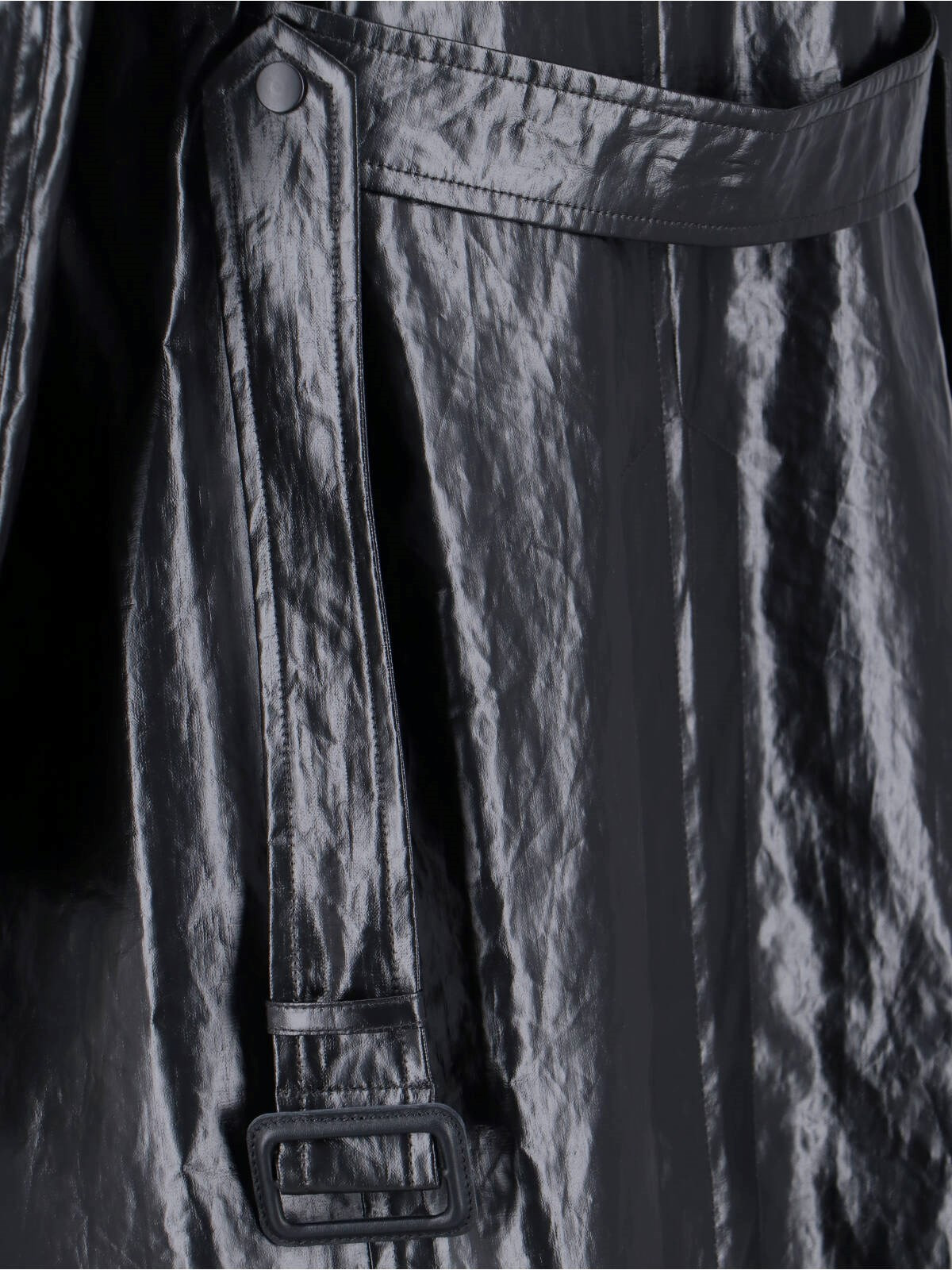 DOUBLE-BREASTED FAUX LEATHER COAT - 5