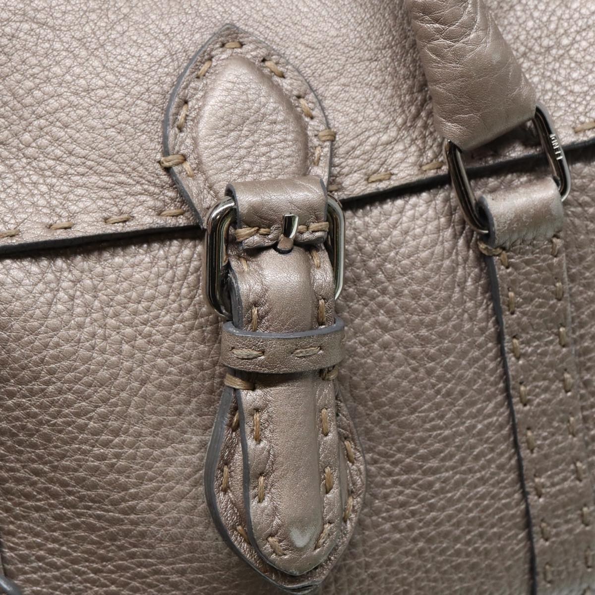 FENDI Celeria Hand Bag Leather Silver - 16