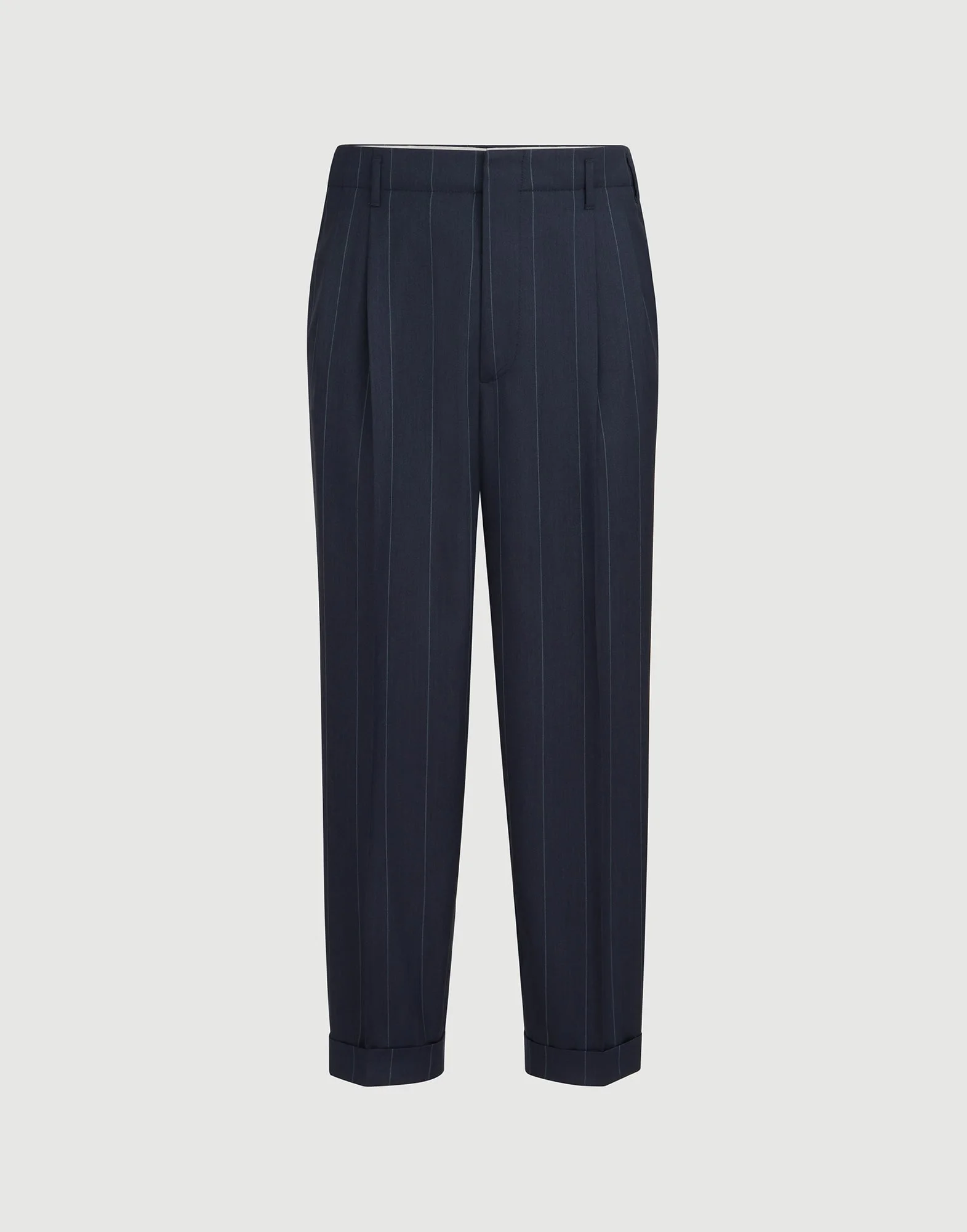 Virgin wool chalk stripe trousers with double pleats - 1