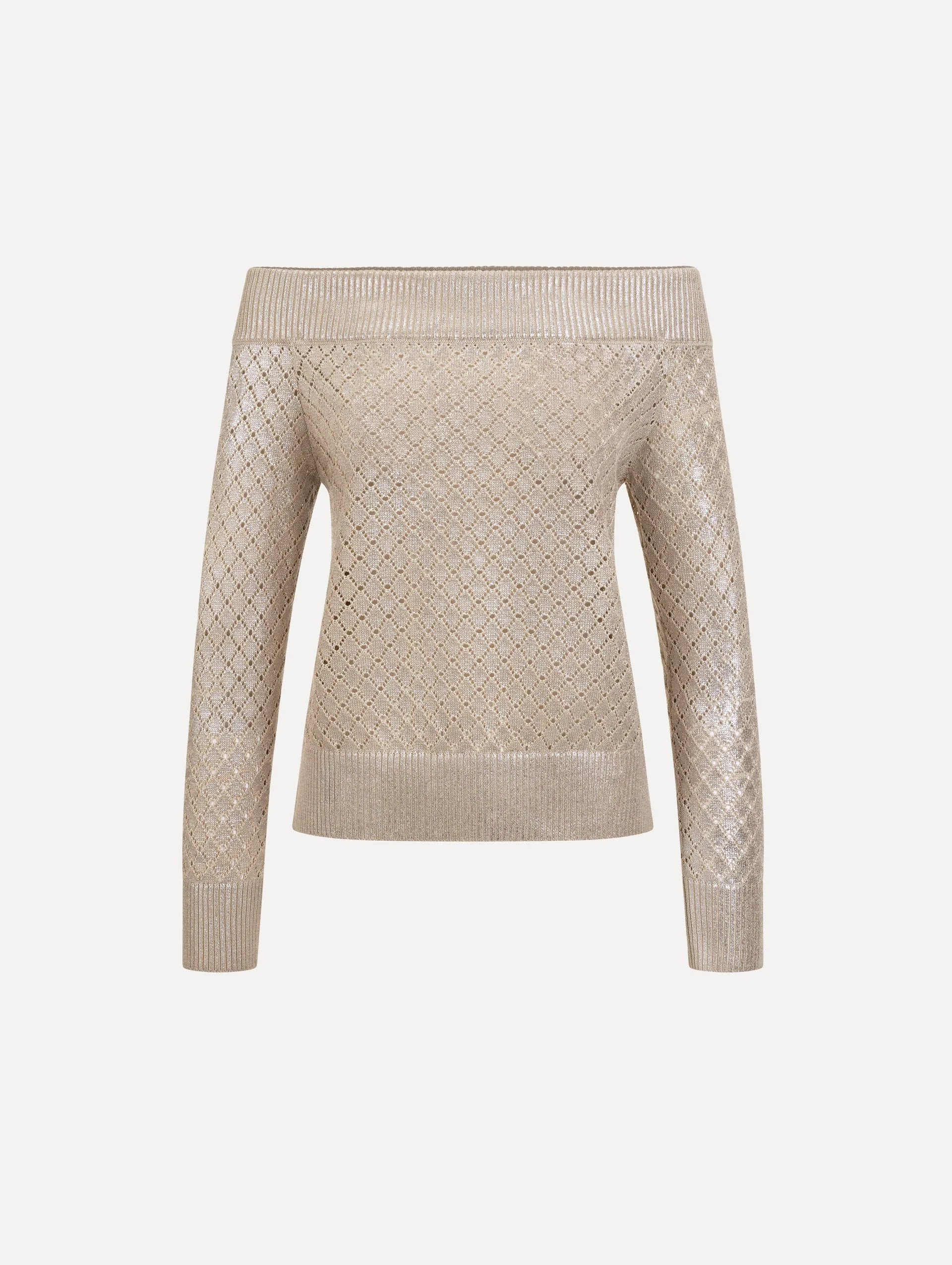 SILVER FOIL OFF-SHOULDER PULLOVER - 1