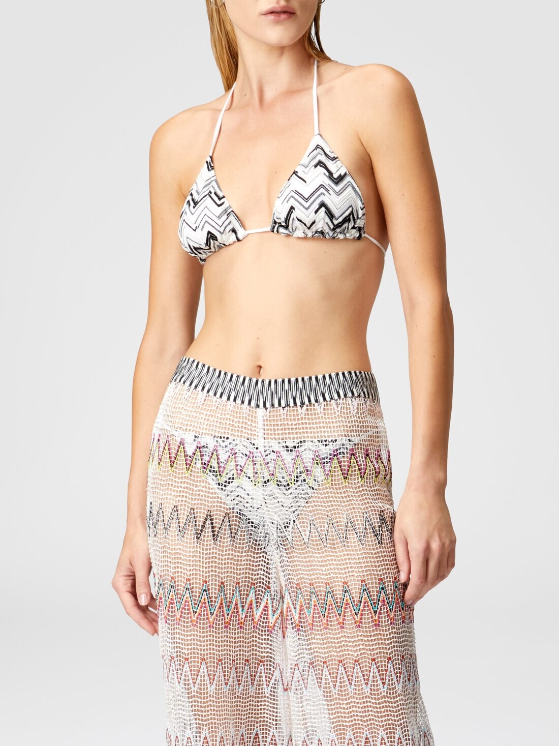 Zig zag mesh cover-up trousers with sequins - 4
