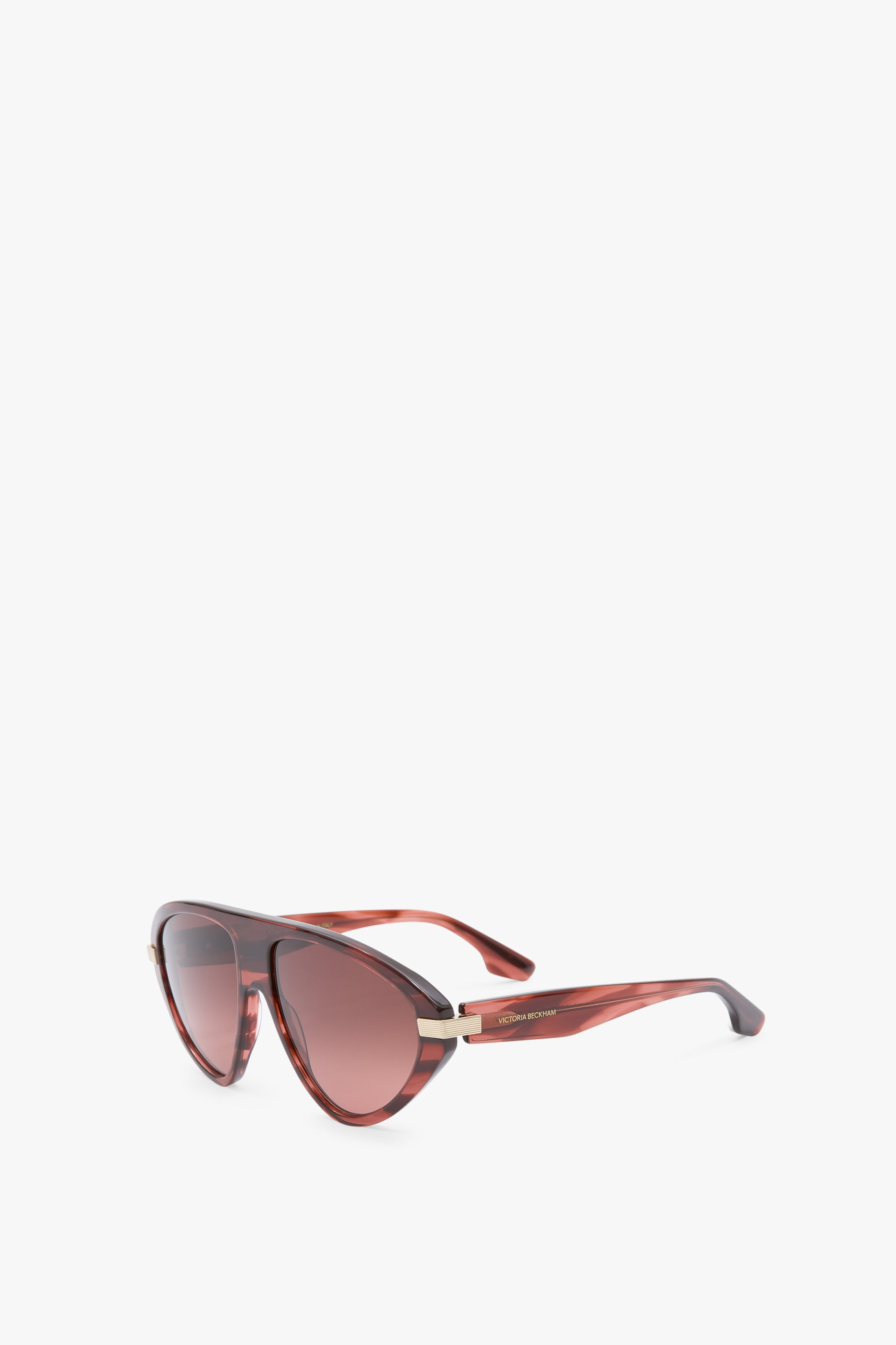 Visor Hinge-Detail Sunglasses in Striped Wine - 4