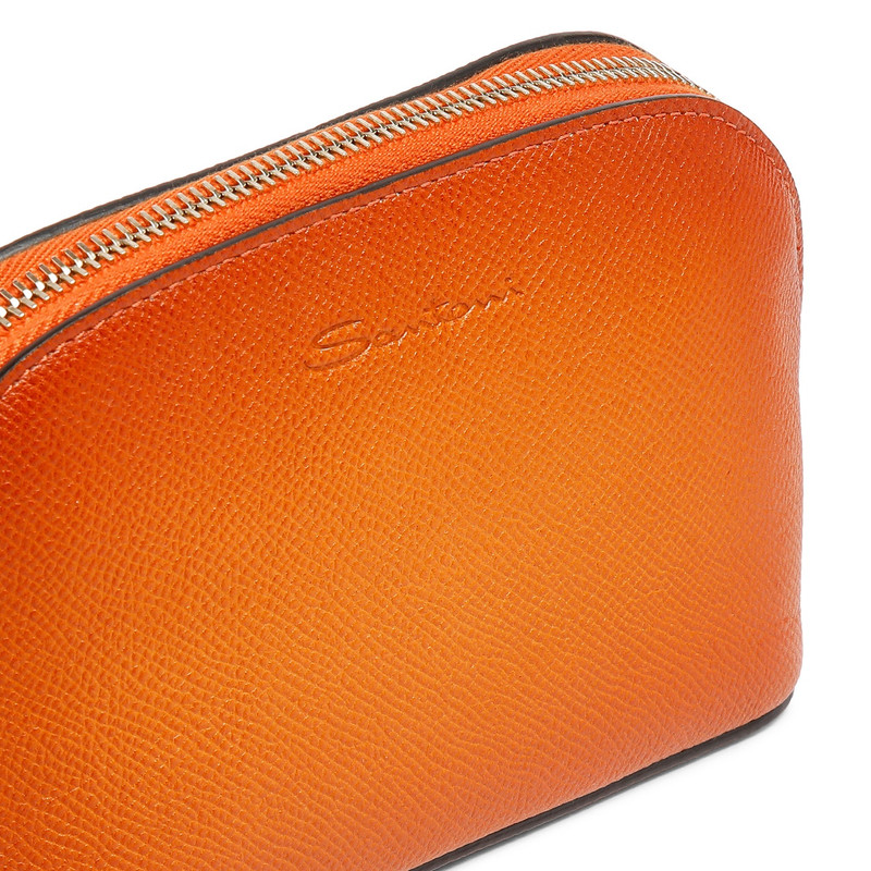Orange Saffiano leather pouch 5
