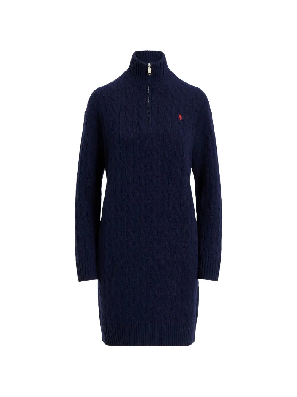 cable knit zip mini dress - 1