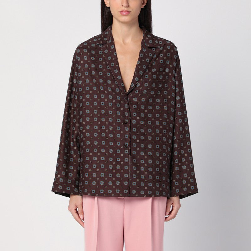 Moschino Brown Silk Patterned Shirt Women - 1