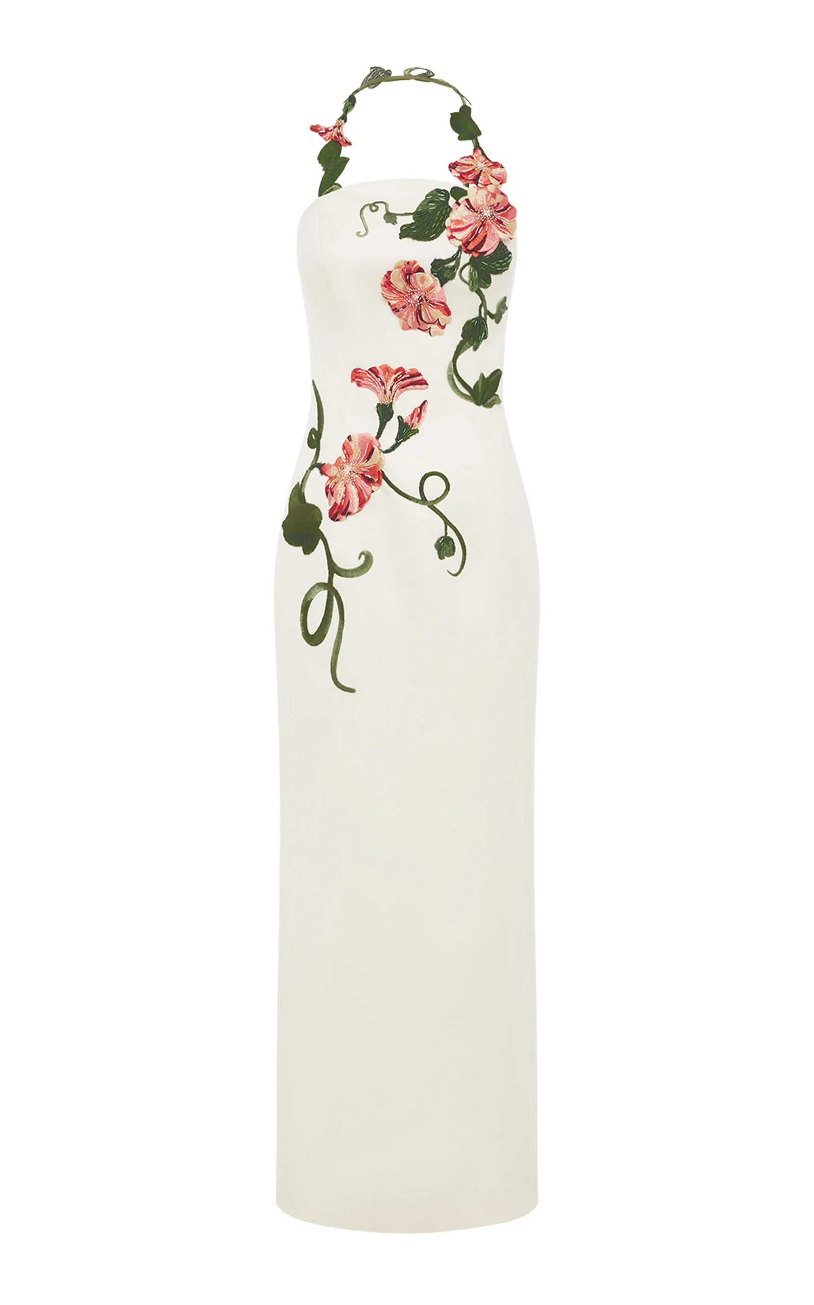 Ava Embroidered Crepe Maxi Dress white - 1