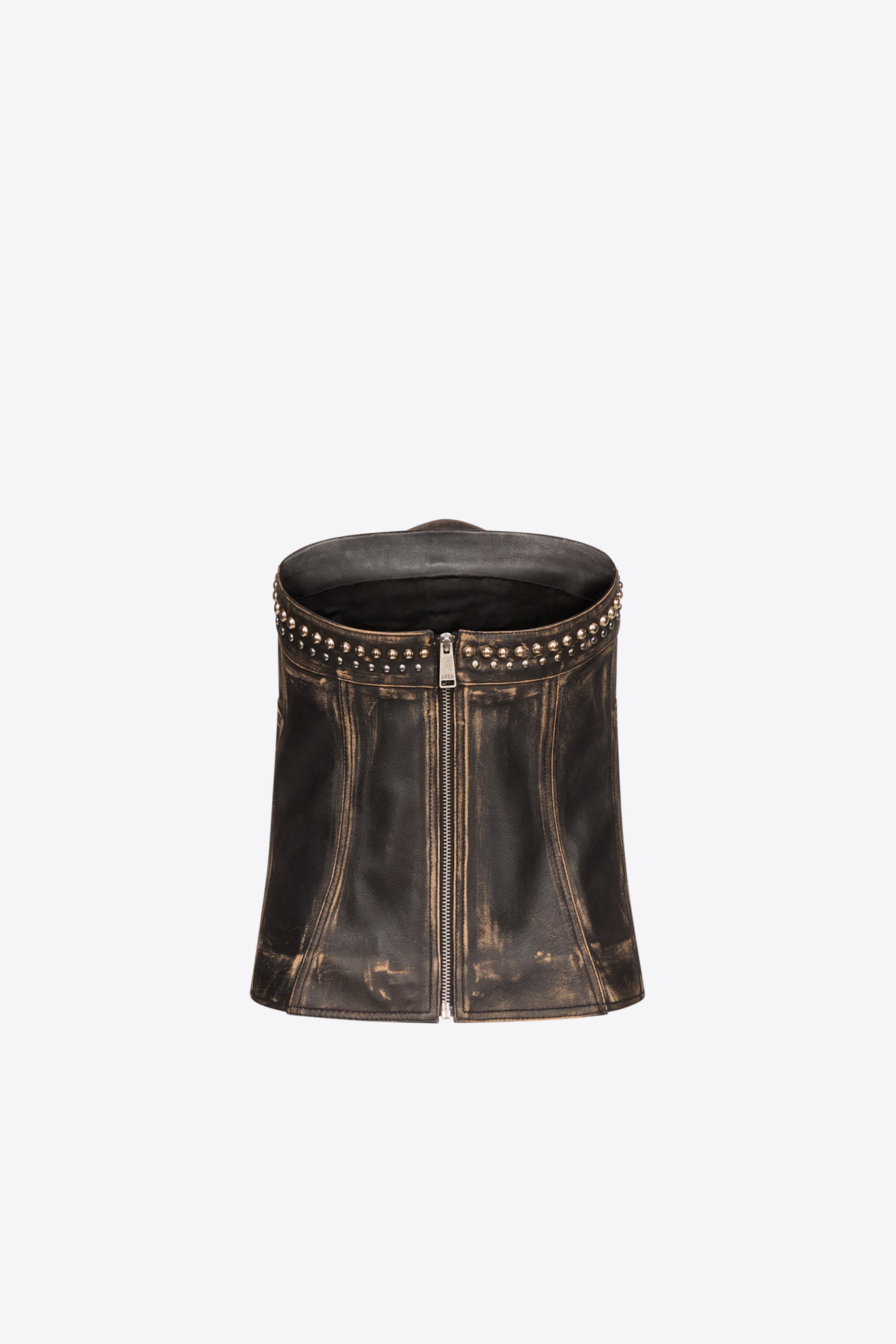 STUDDED LEATHER STRAPLESS TOP - 2