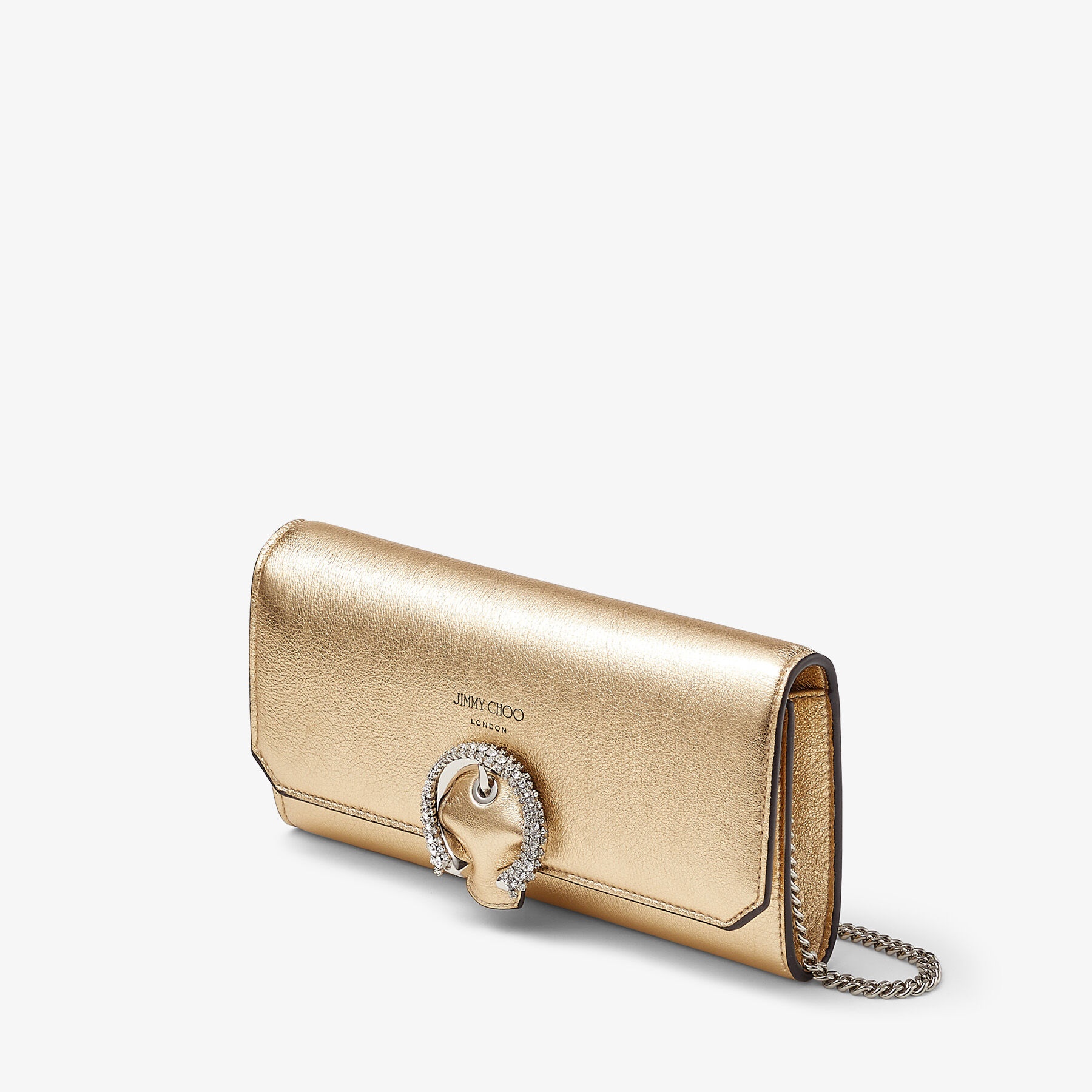 Wallet W/chain
Gold Metallic Nappa Wallet with Crystal Buckle - 4