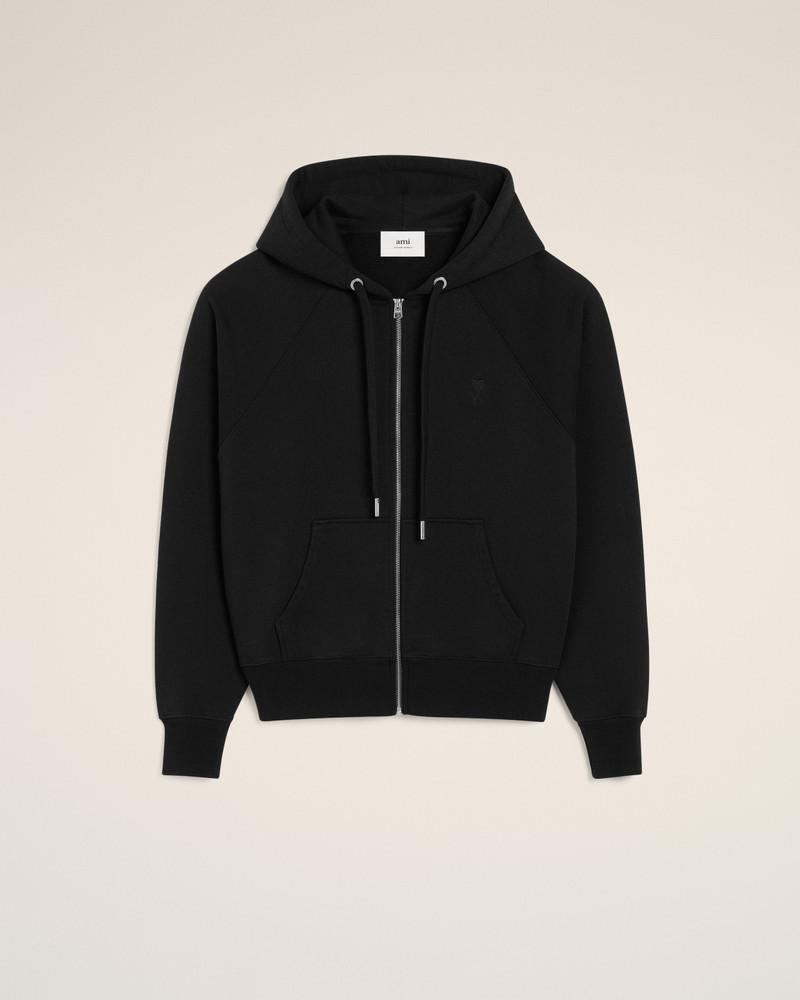 BLACK COTTON TONAL AMI DE COEUR HOODIE 1