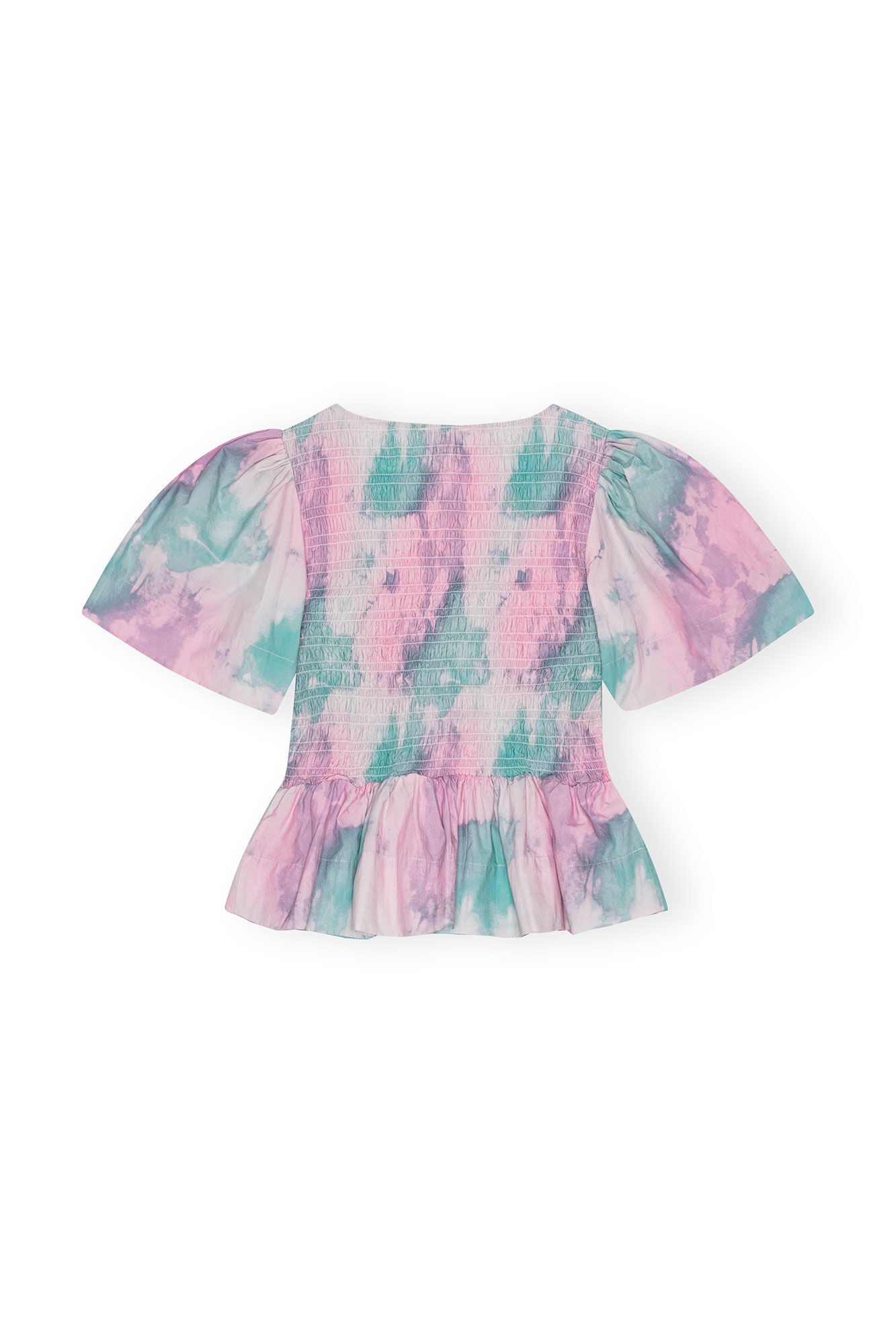 LILAC PRINTED COTTON PEPLUM SMOCK BLOUSE - 1