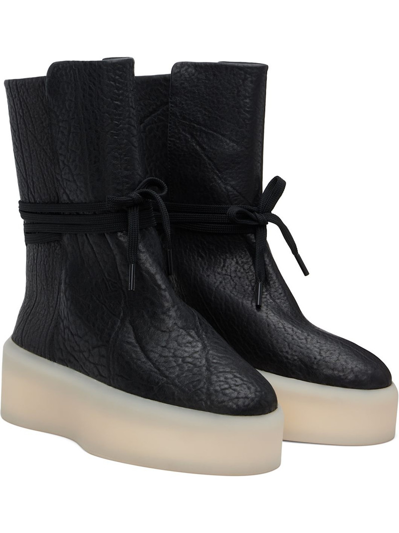 Black Pebbled Leather Boots 4