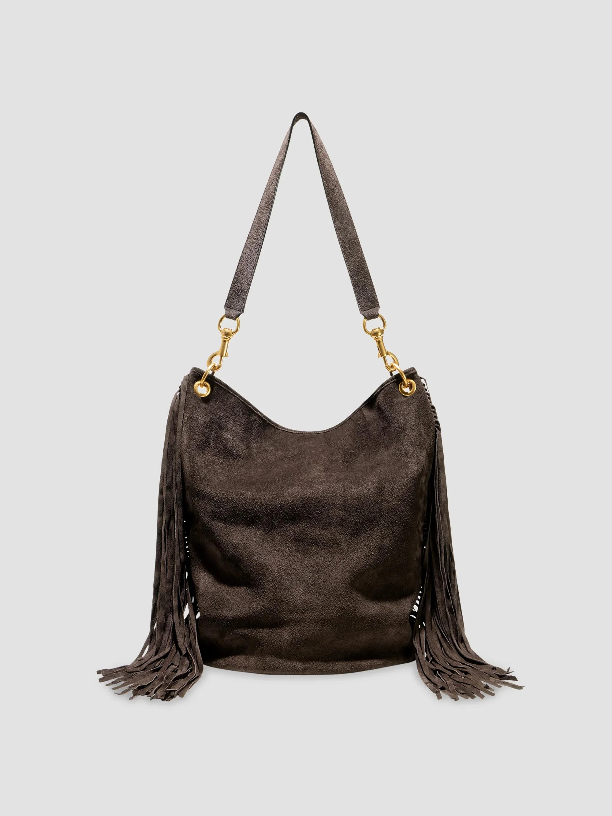 Women's Asher Suede Fringe Shoulder Bag - Chocolate Brown - 1