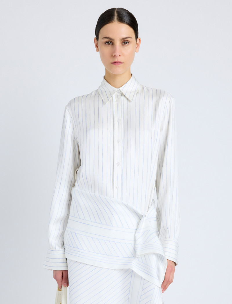 Proenza Schouler Madison Top in Stripe Silk Twill outlook