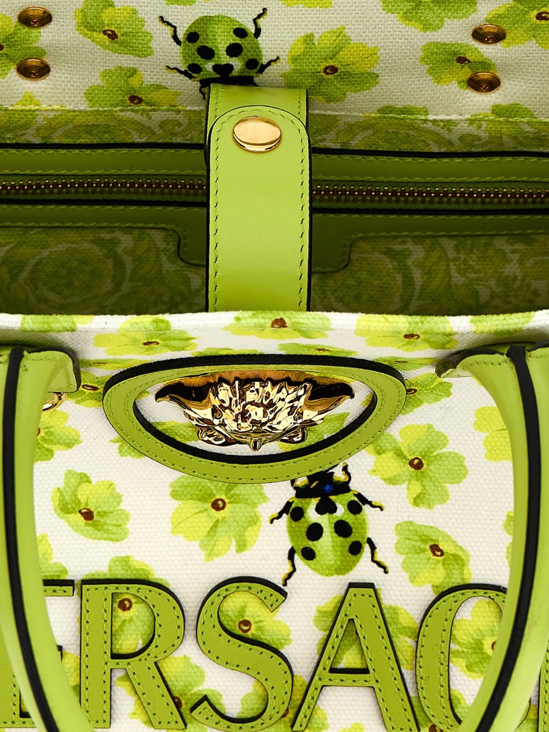 Versace La Medusa canvas tote bag with flower print - 4