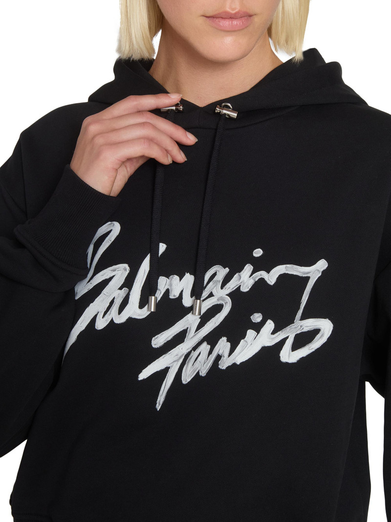 Women's Logo Cotton Hoodie - Noir Blanc 6