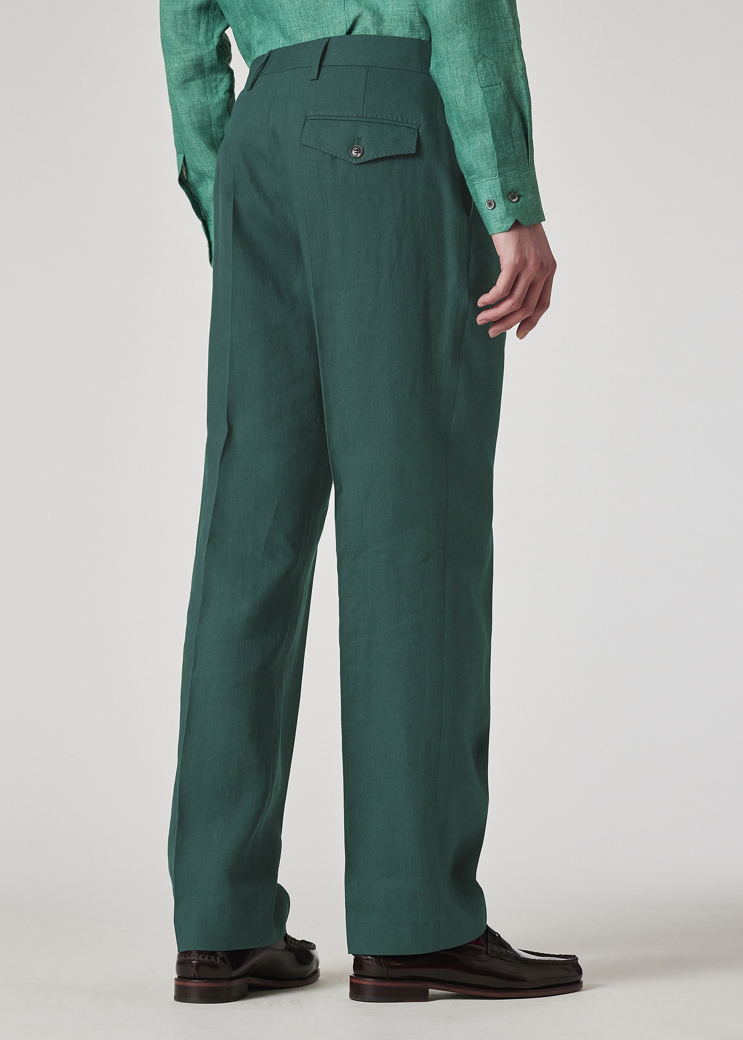Dark Green Linen Double Breasted Suit - 10