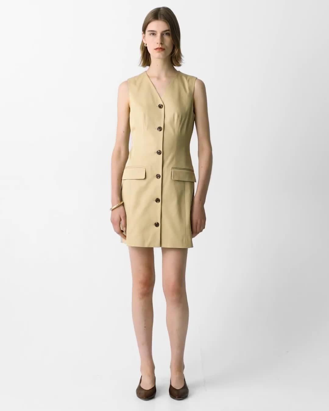 Sleeveless Blazer Dress in Cotton Chino - 6