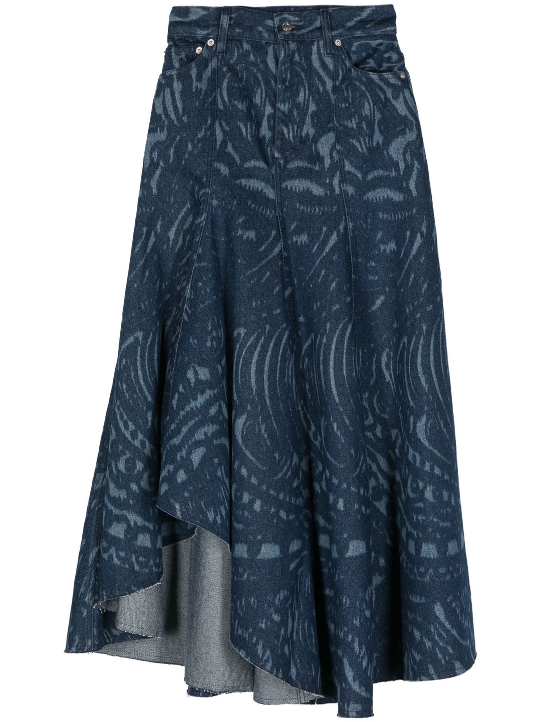 Denim Fit And Flare Midi Skirt - 1