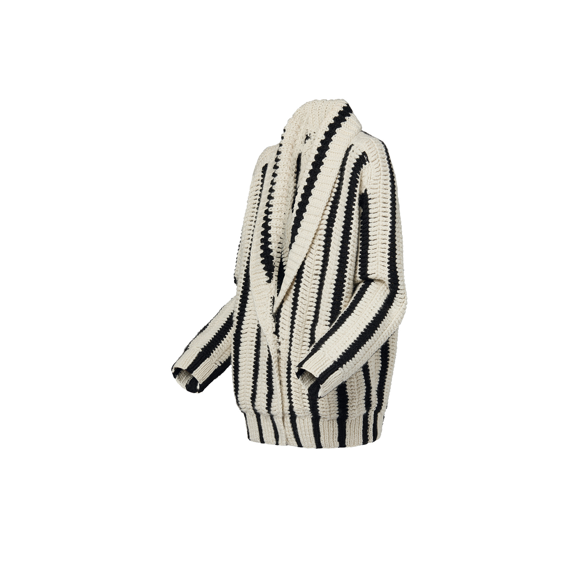 Vertical Stripes Shawl Collar Cardigan - 2