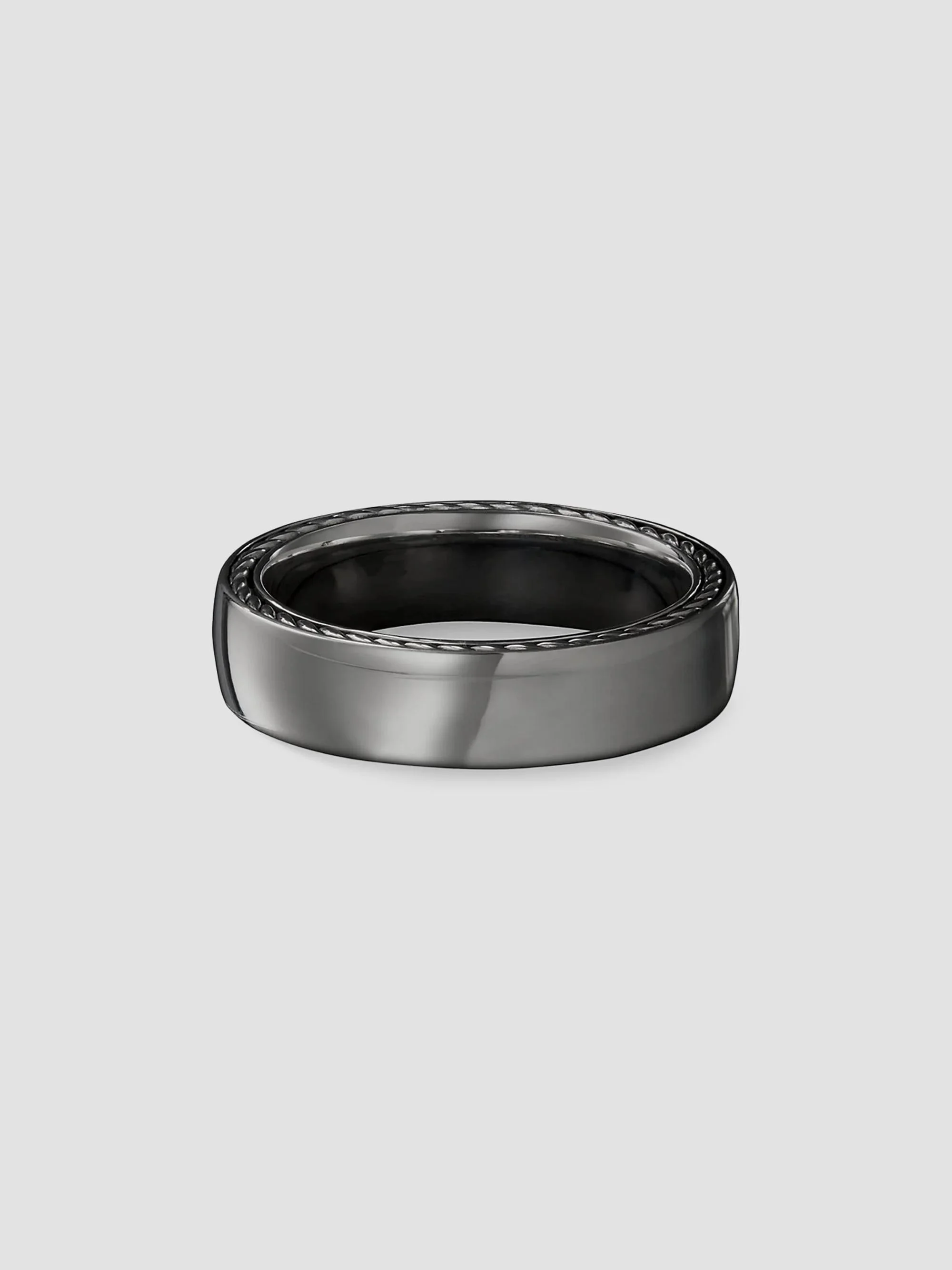 Men's Streamline Band Ring in Sterling Silver, 6MM - Silver - 1