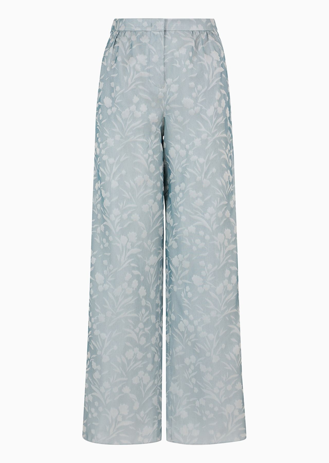 Floral jacquard silk wide trousers - 1