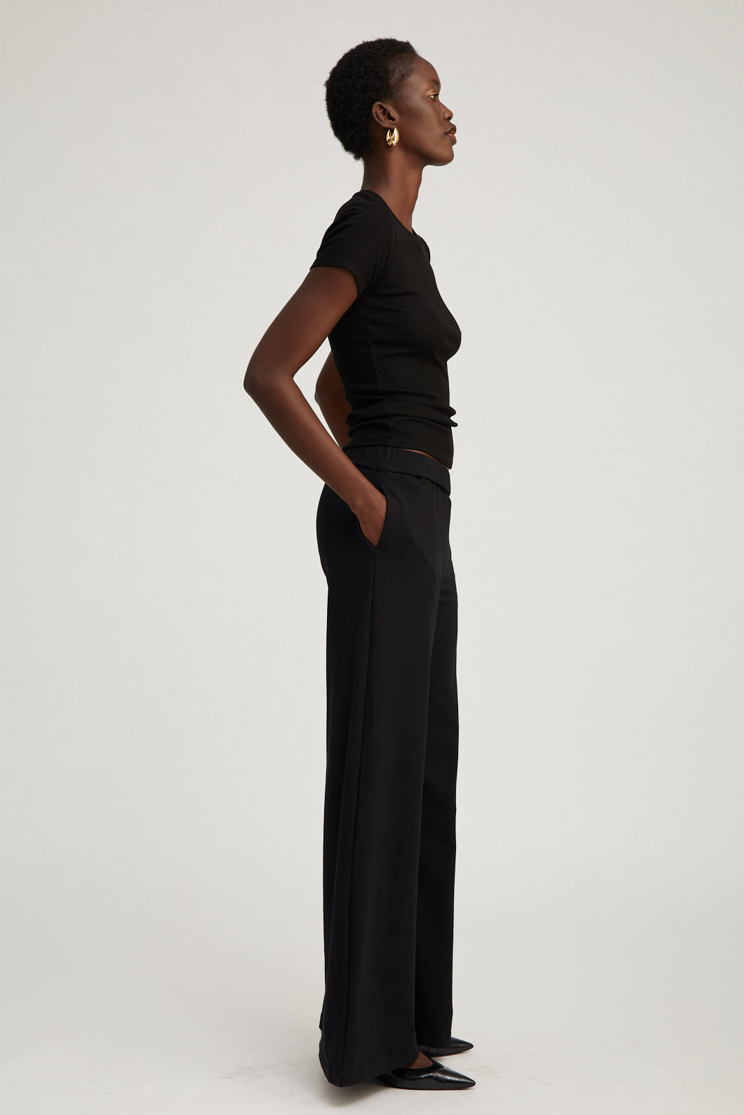 BLACK CITY WIDE LEG PANTS - 3