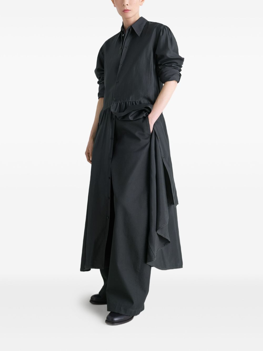 gathered buttoned dress - 2