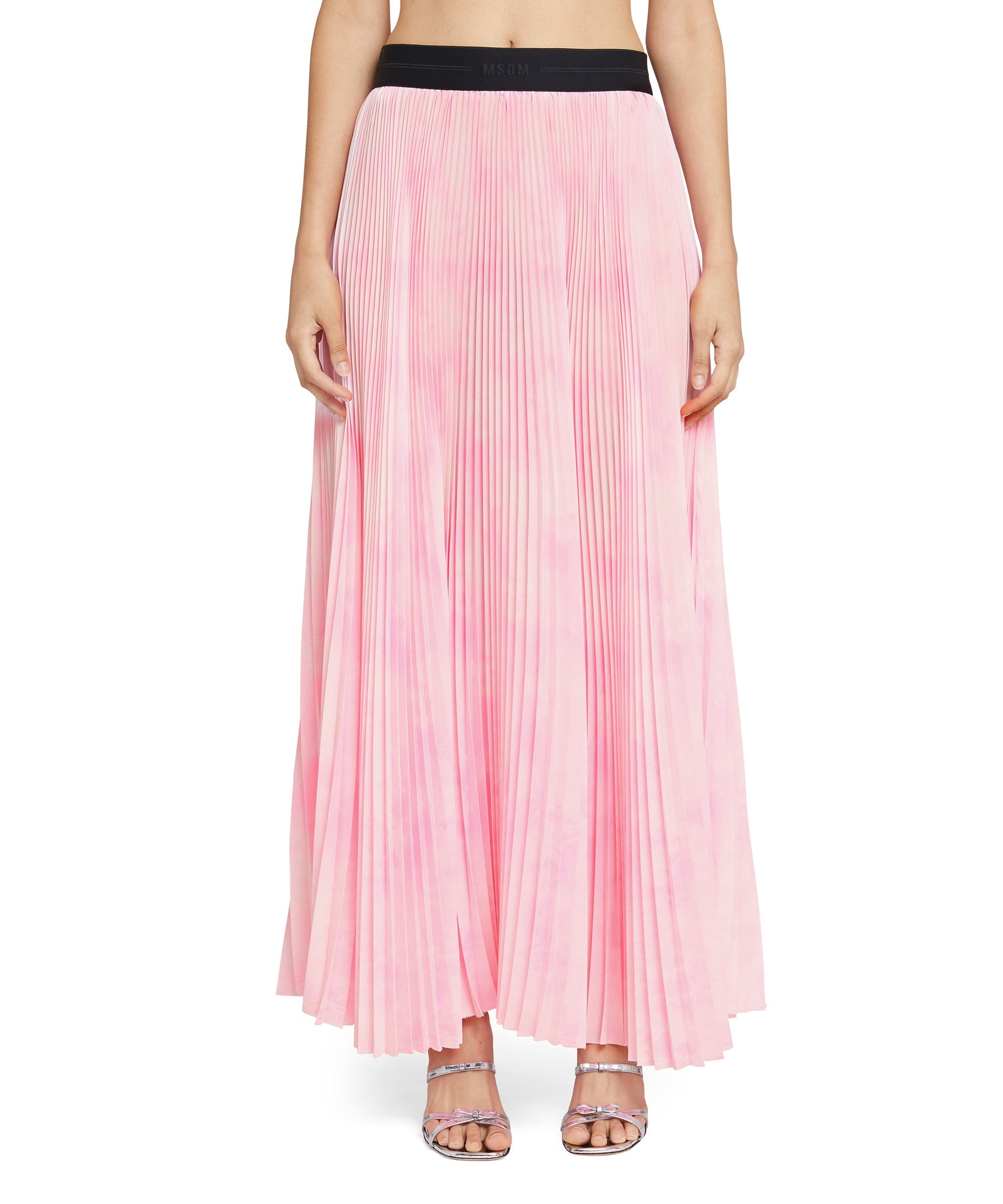 Crepe de chine pleated long skirt - 2