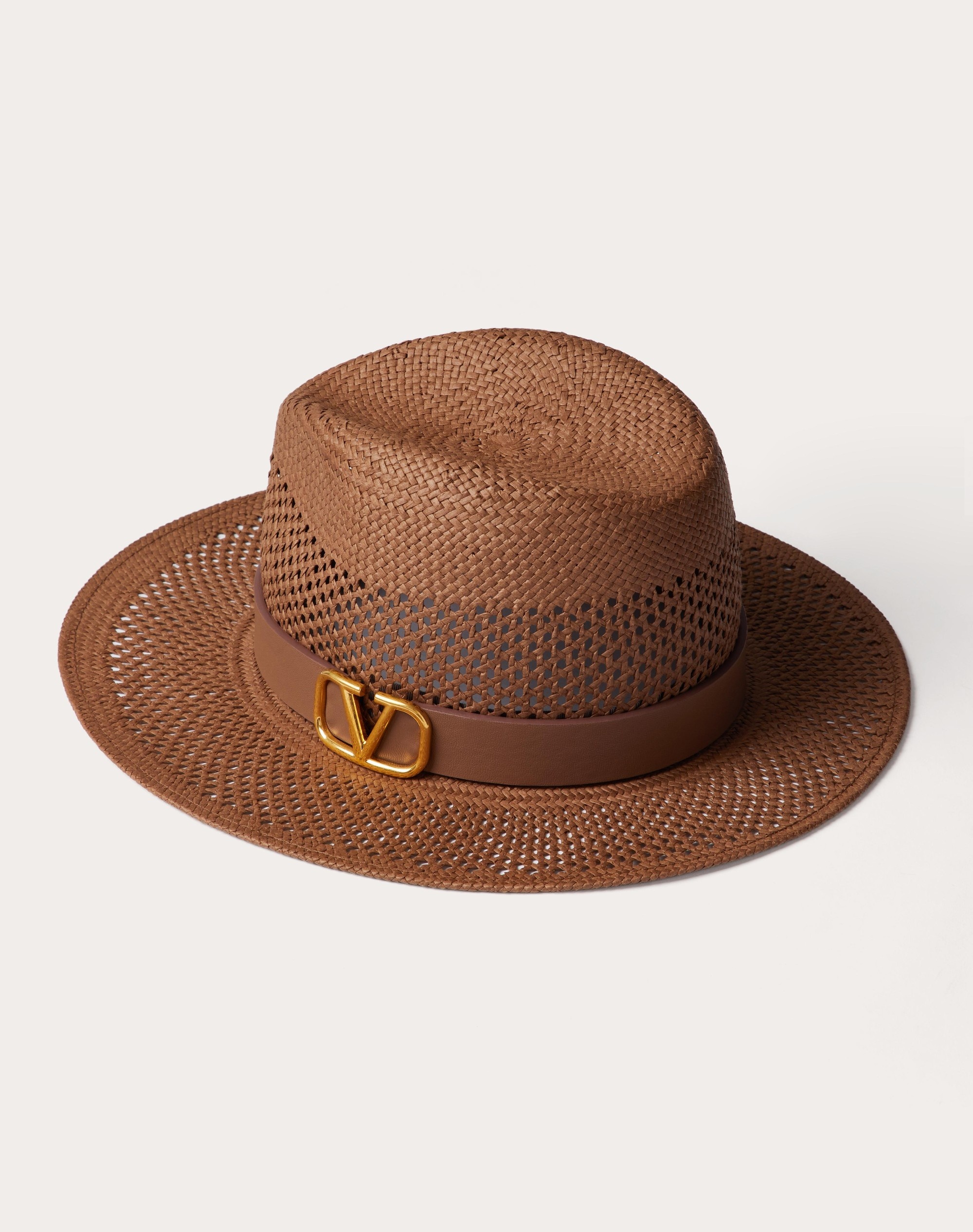TEXTILE PAPER AND LEATHER VLOGO SIGNATURE FEDORA HAT - 3