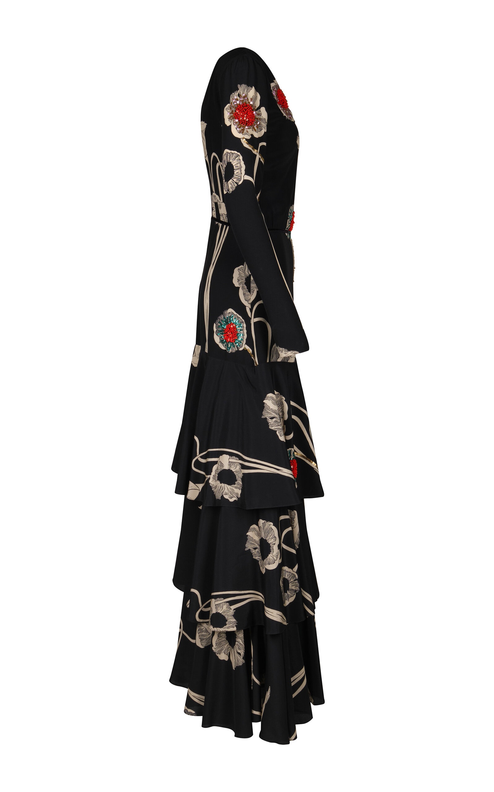 Poesia De Paz Tiered Silk Maxi Dress black - 6