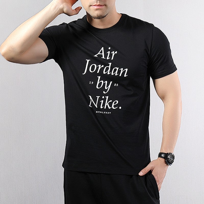 Air Jordan By Nike Alphabet Printing Short Sleeve Black AQ3761-010 - 3