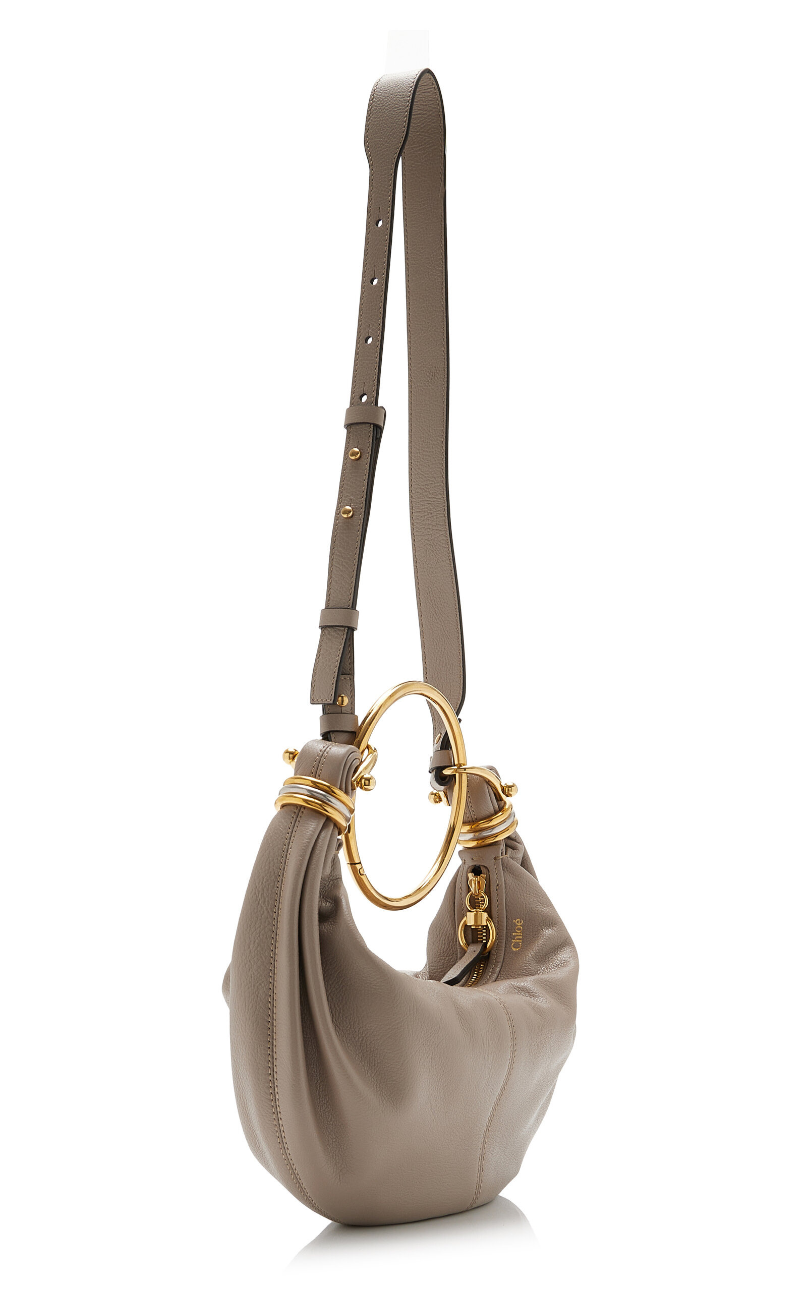 Bracelet Handle Leather Shoulder Bag grey - 3