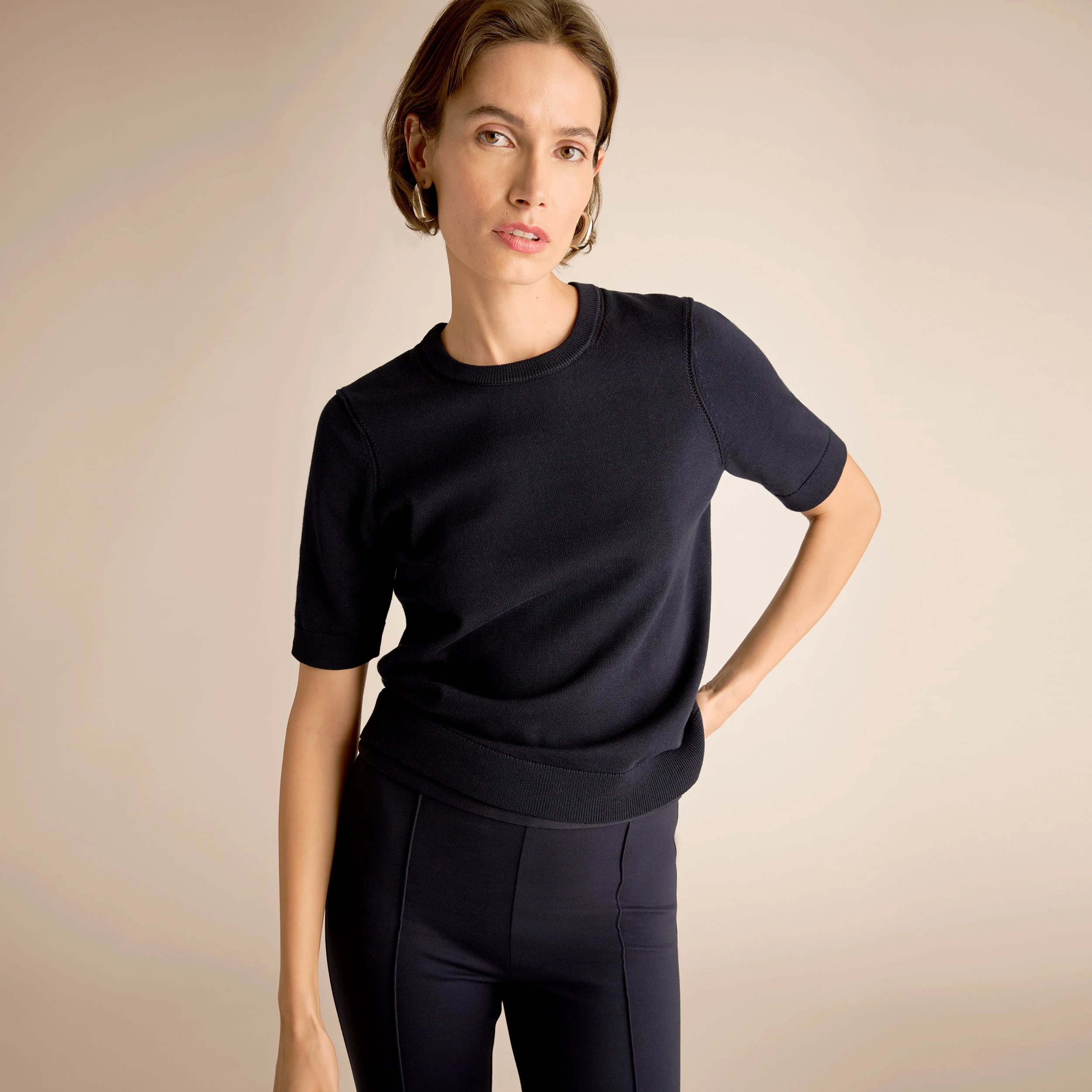 Becca Pointelle Tee - 365 Cotton Silk Knit - 1