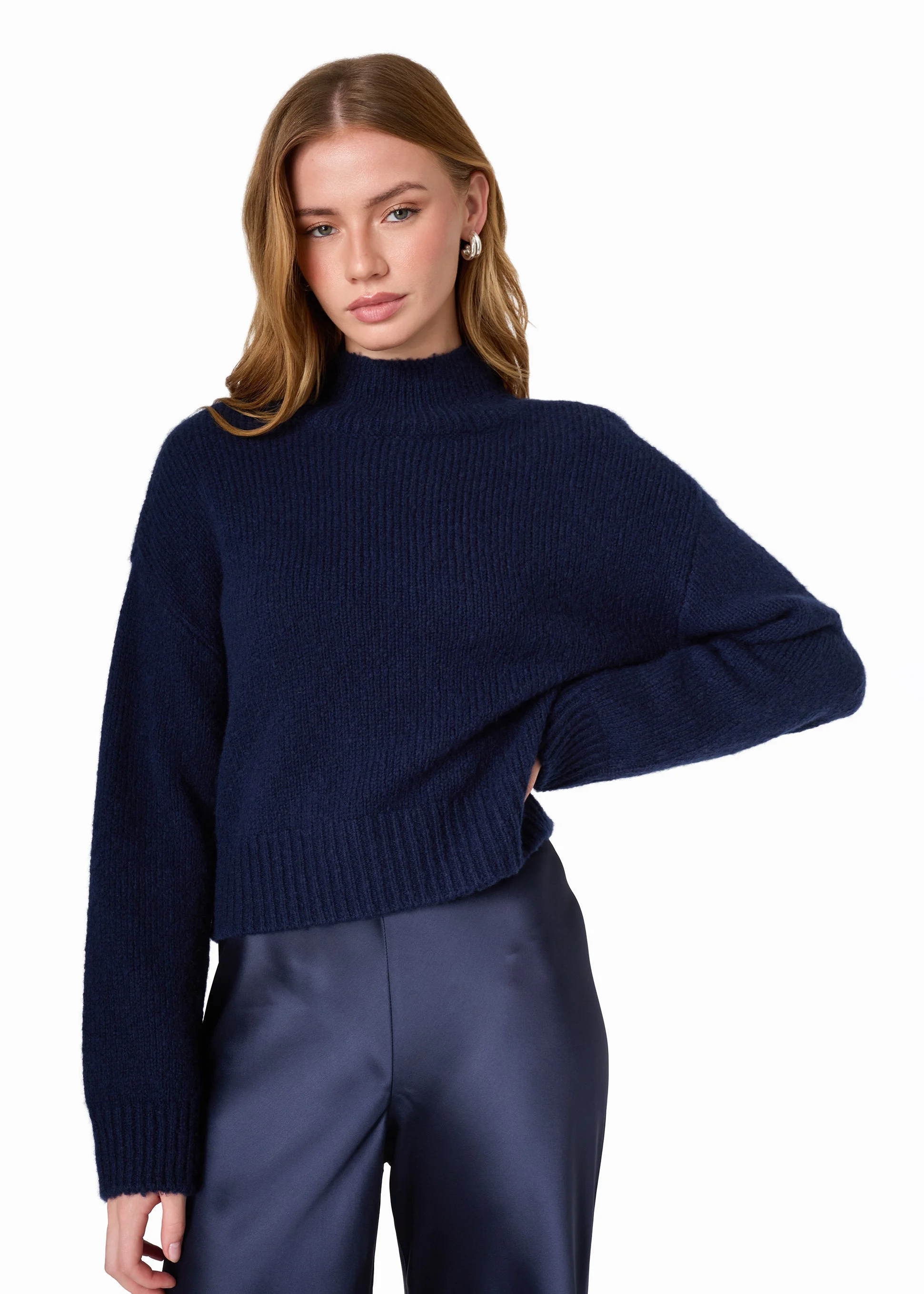 CATHERINE CASHMERE CROPPED SWEATER NAVY - 1